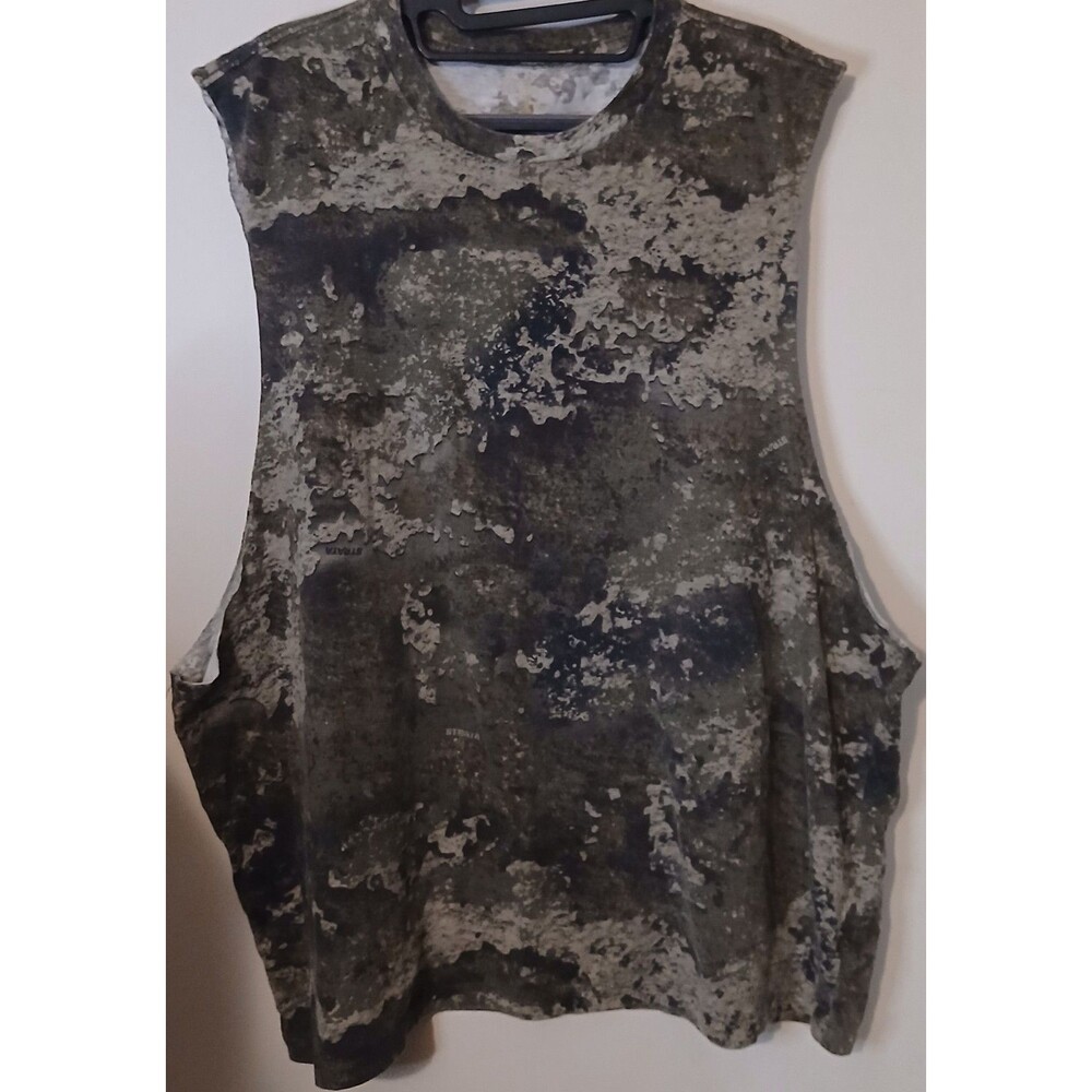 Camo Sleeveless Shirt Mens XL AOP Hunting Grunge Raw Cut Muscle Tee TrueTimber